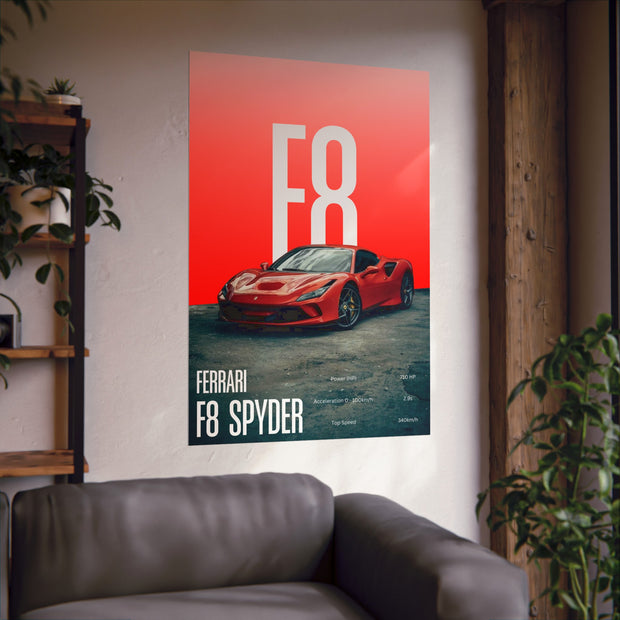 Ferrari F8 Spyder Car Poster