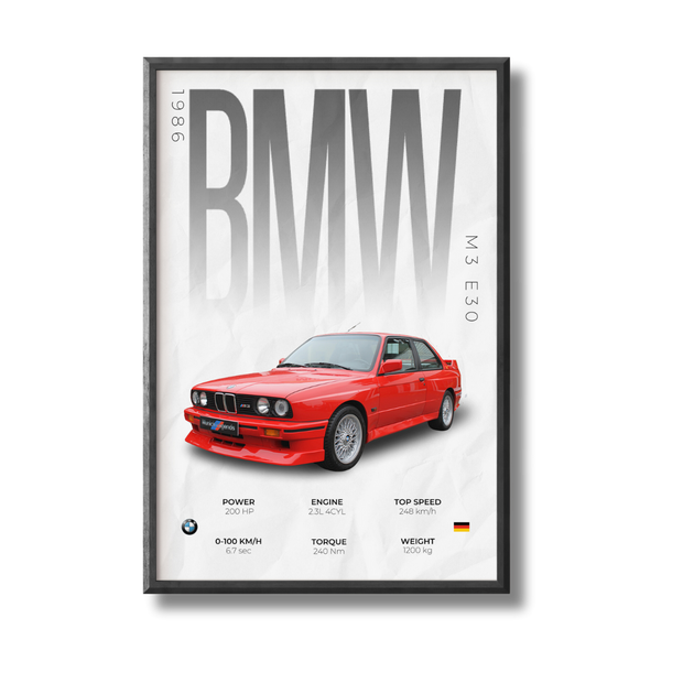 BMW M3 E30 Poster