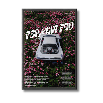 Ferrari F40 Vintage Look Car Poster