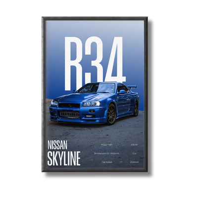 Nissan Skyline R34 Car Poster